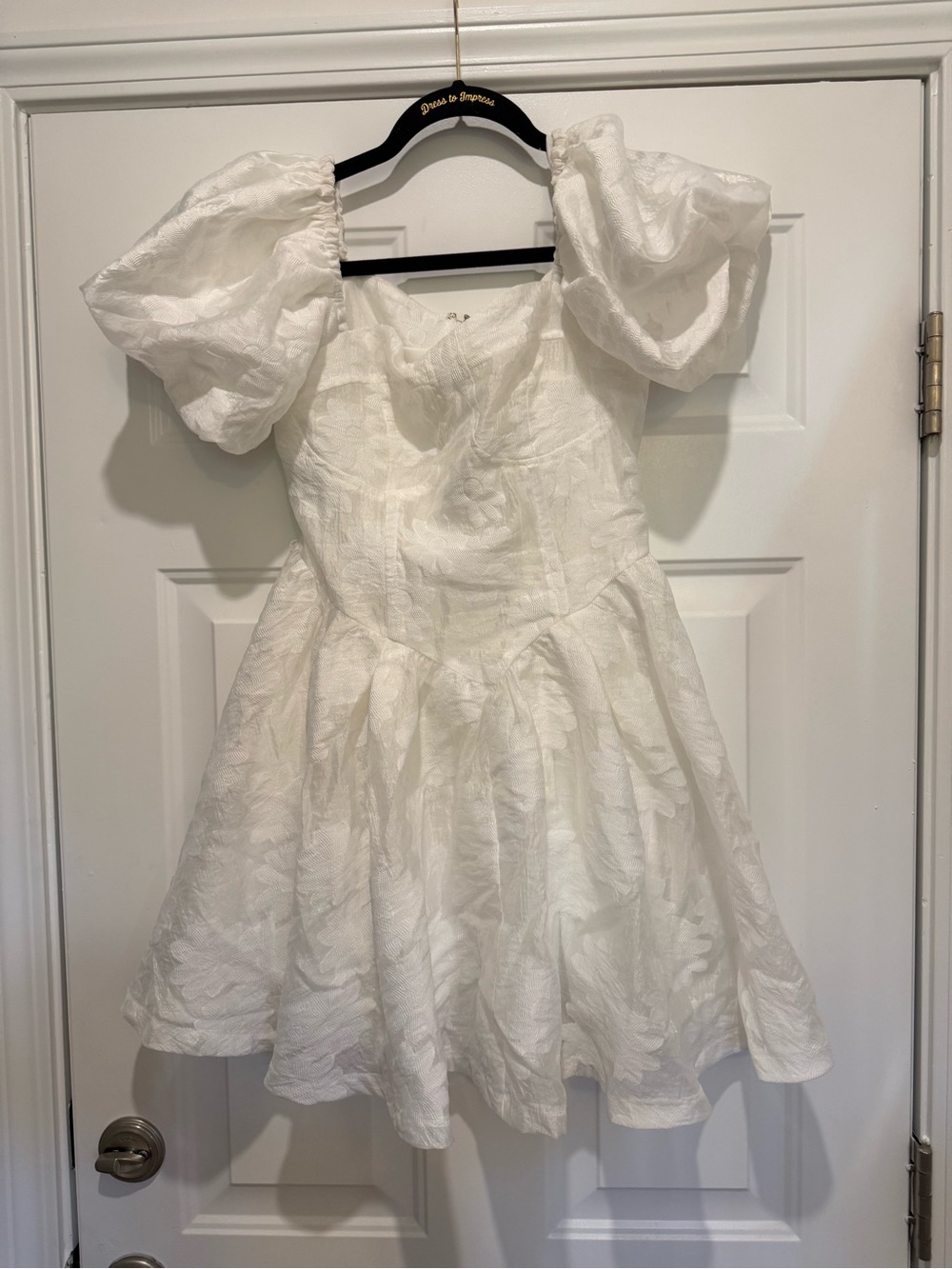 Girls White Puff-Sleeve Party Dress